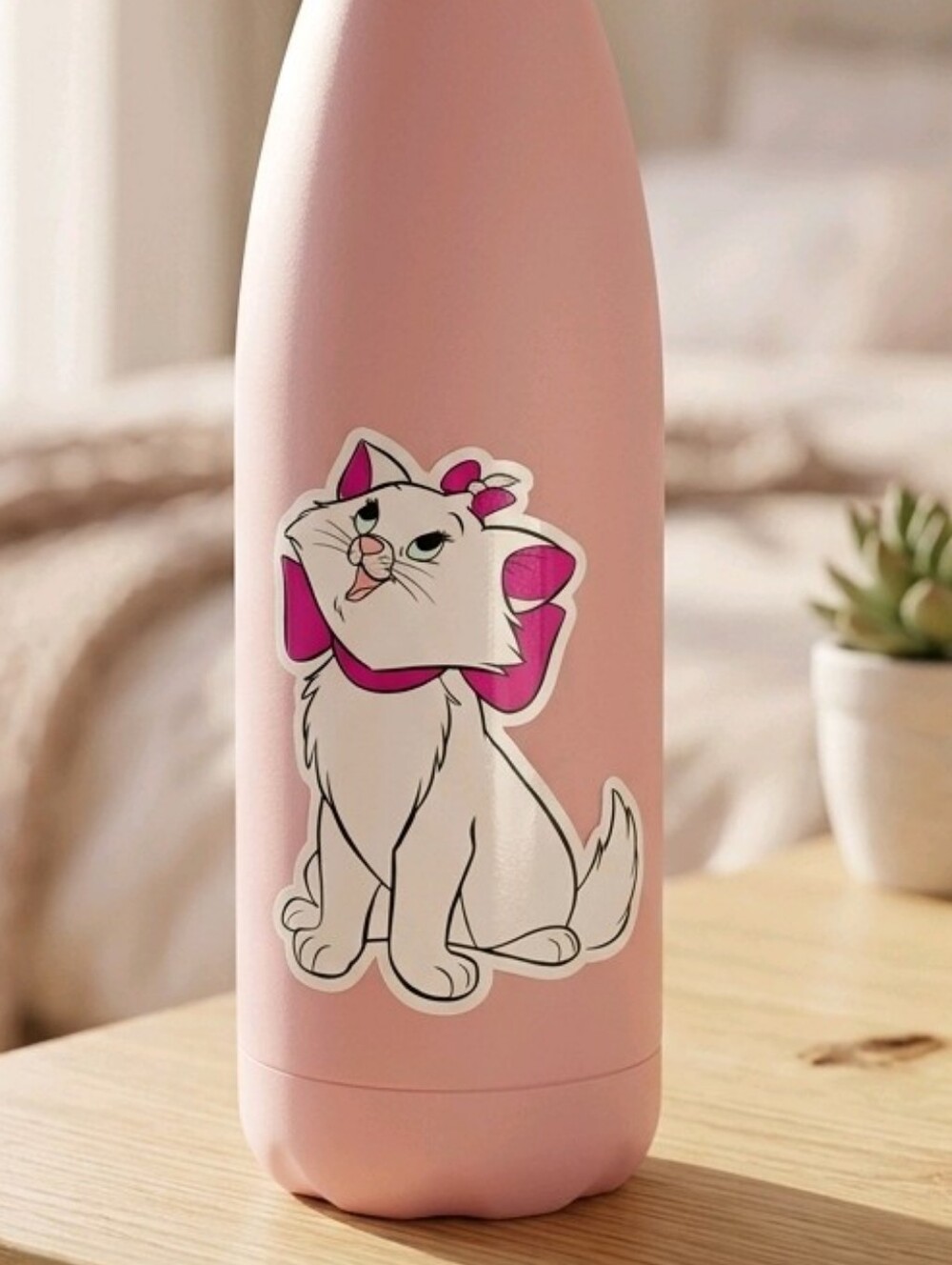 Disney Aristocats Marie Sticker Pink Bow Kawaii White Cat Vinyl Bottle Decal